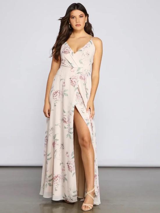 Windsor Dresses & Skirts - Windsor Blush Floral Wrap Maxi Dress